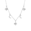 925 Sterling Silver Star Clavicle Stacked Necklace With Electroplating And Cross Chain Style