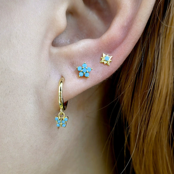 925 Sterling Silver Star Diamond Piercing Screw Earrings Unisex