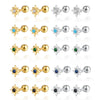 925 Sterling Silver Star Diamond Piercing Screw Earrings Unisex