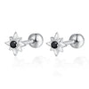 925 Sterling Silver Star Diamond Piercing Screw Earrings Unisex