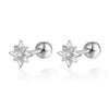 925 Sterling Silver Star Diamond Piercing Screw Earrings Unisex