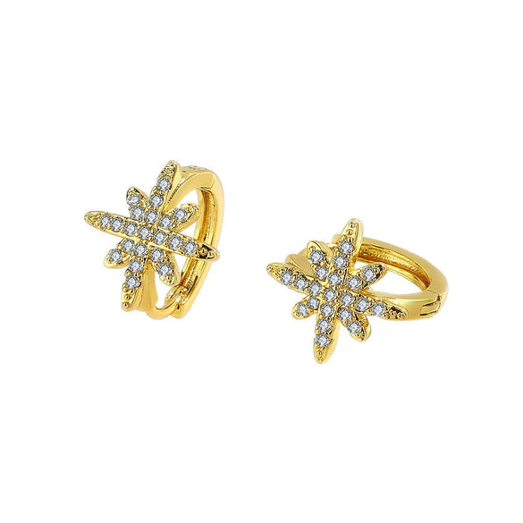 925 Sterling Silver Star Ear Clip Geometric Electroplated Elegant Crystal Inlaid Ear Jewelry For Women