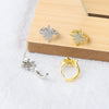 925 Sterling Silver Star Ear Clip Geometric Electroplated Elegant Crystal Inlaid Ear Jewelry For Women