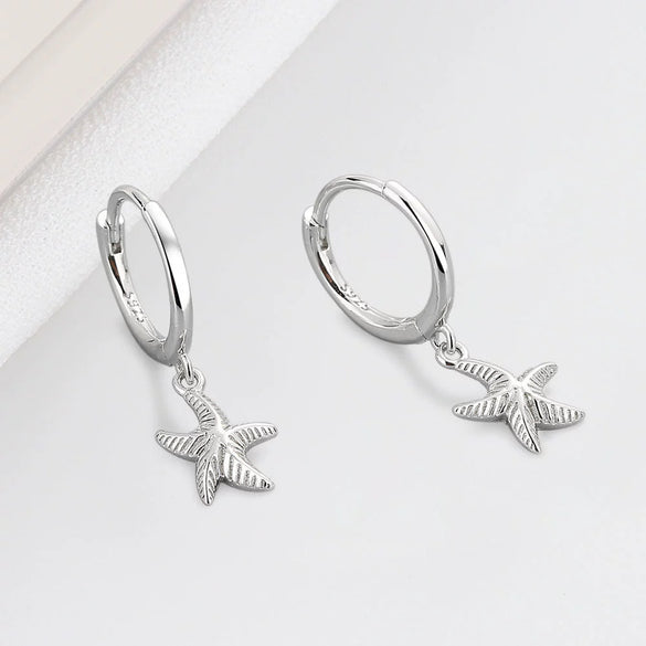 Sterling Silver Starfish Ear Buckle Earrings Geometric Electroplated Statement Earrings