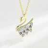 Sterling Silver 925 Swan Geometric Design Diamond Necklace For Women