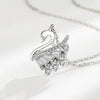 Sterling Silver 925 Swan Geometric Design Diamond Necklace For Women