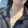 Sterling Silver 925 Swan Geometric Design Diamond Necklace For Women