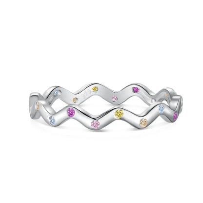 Sterling Silver Sweet Geometric Waves Plating Rings