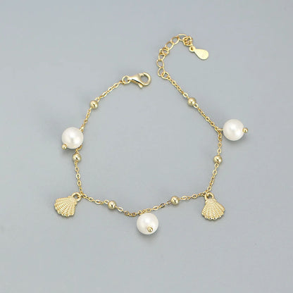 Sterling Silver Sweet Pearl Plating Shell Bracelets