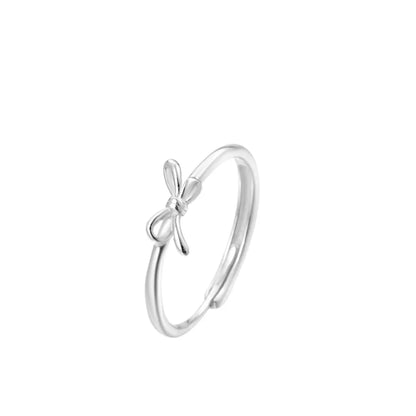 Sterling Silver Sweet Simple Style Bow Knot Adjustable Ring