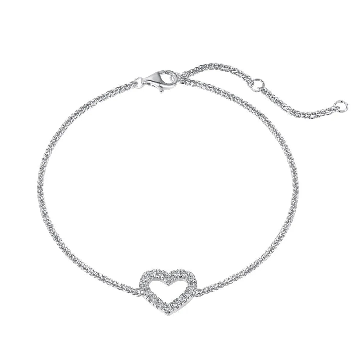 Sterling Silver Sweet Simple Style Heart Shape Plating Inlay Zircon Bracelets