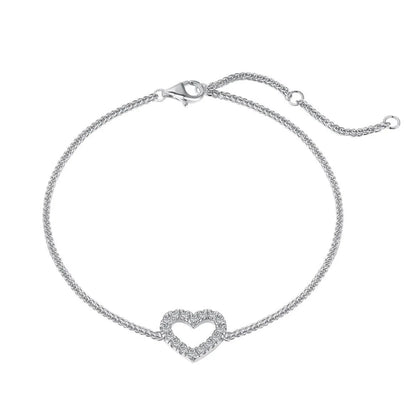 Sterling Silver Sweet Simple Style Heart Shape Plating Inlay Zircon Bracelets