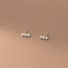 Sterling Silver Threediamond Earrings Simple Geometric Style 14K Gold Plated
