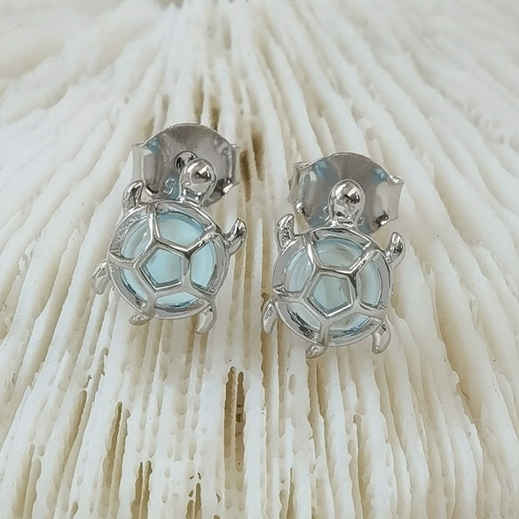 Sterling Silver Tortoise Earrings With Animals Zodiac Pattern And Electroplating Design
