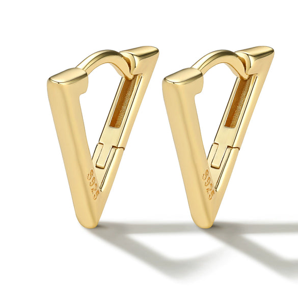 925 Sterling Silver Triangular Geometric Electroplated Women's Earrings