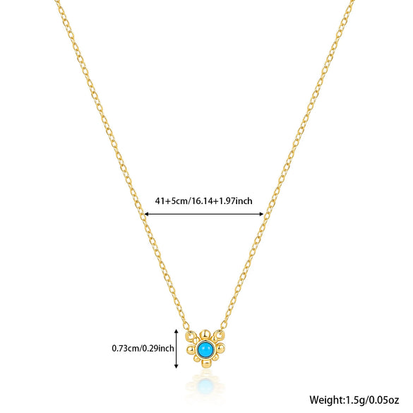 925 Sterling Silver Turquoise Niche Retro Female Clavicle Chain With Geometric Pattern And Electroplating