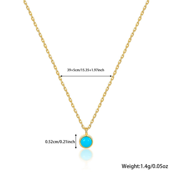 925 Sterling Silver Turquoise Niche Retro Female Clavicle Chain With Geometric Pattern And Electroplating