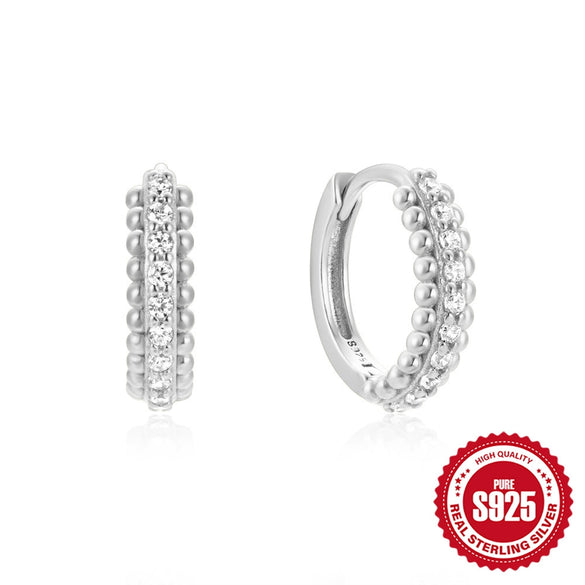 925 Sterling Silver Twisted Element Earrings With Electroplating And Zircon Inlay