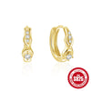 925 Sterling Silver Twisted Element Earrings With Electroplating And Zircon Inlay
