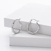 Sterling Silver Twisted Hollow Tube Circle Earrings With Wave Pattern And French Tassel For Women