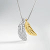 925 Sterling Silver Two Tone Feather Pendant Necklace Geometric Electroplated Clavicle Chain For Women