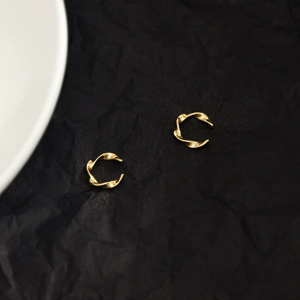 Sterling Silver Ushape Wave Ear Clips With Electroplated Finish Trendy Minimalist Unisex Earrings