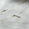Sterling Silver Water Drop Necklace Plated With 14K Gold Vertical Strips Inlaid With Diamonds