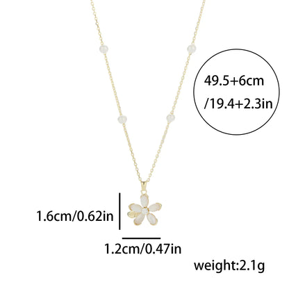 Sterling Silver Water Plating Opal Zircon Plating Inlay Flower Pendant Necklace