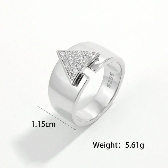 Sterling Silver White Gold Plated Basic Modern Style Classic Style Plating Inlay Triangle Round Star Zircon Rings