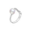 Sterling Silver White Gold Plated Elegant Glam Geometric Polishing Inlay Freshwater Pearl Zircon Open Rings