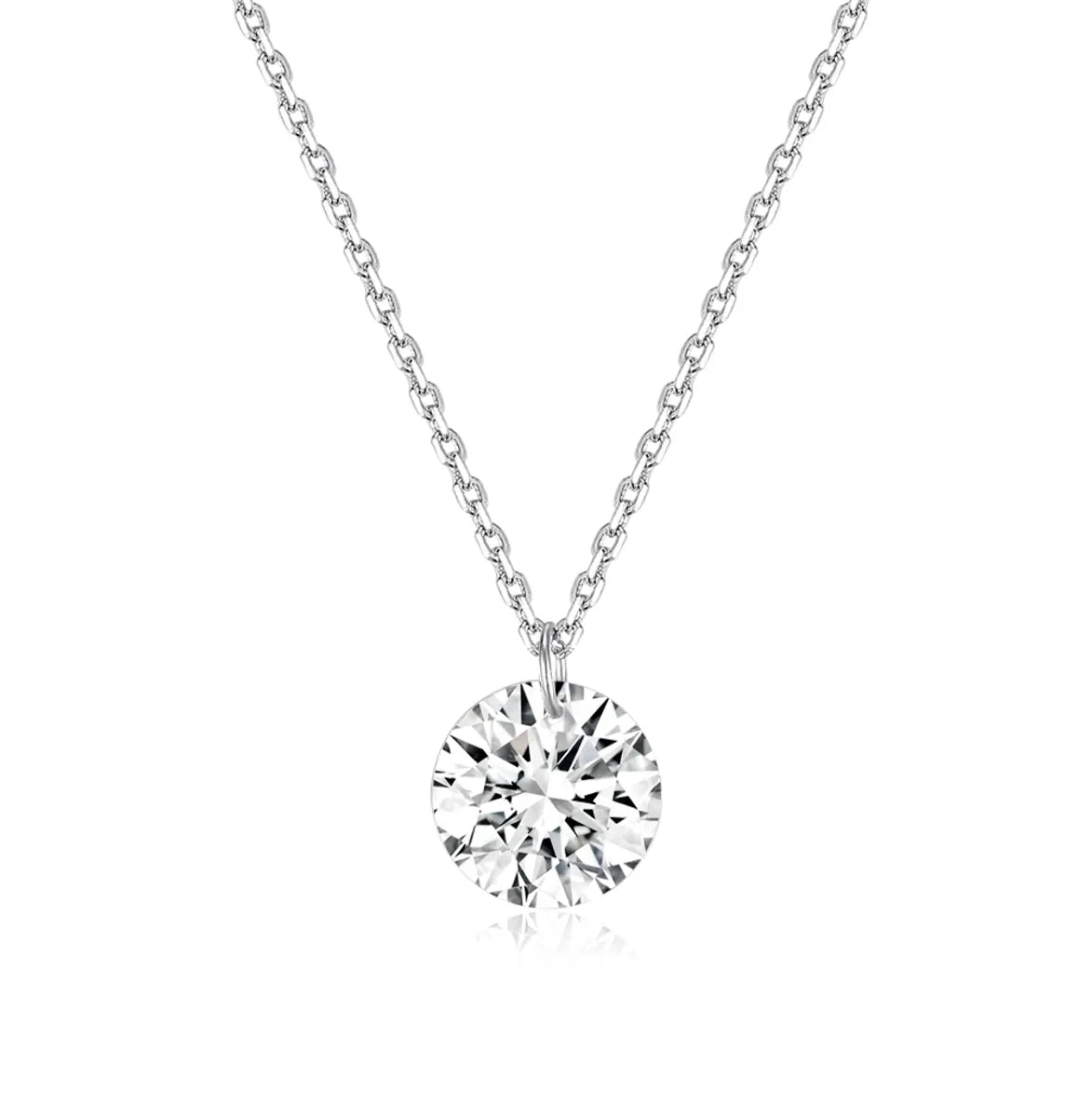 Sterling Silver White Gold Plated Elegant Lady Plating Inlay Round Zircon Pendant Necklace