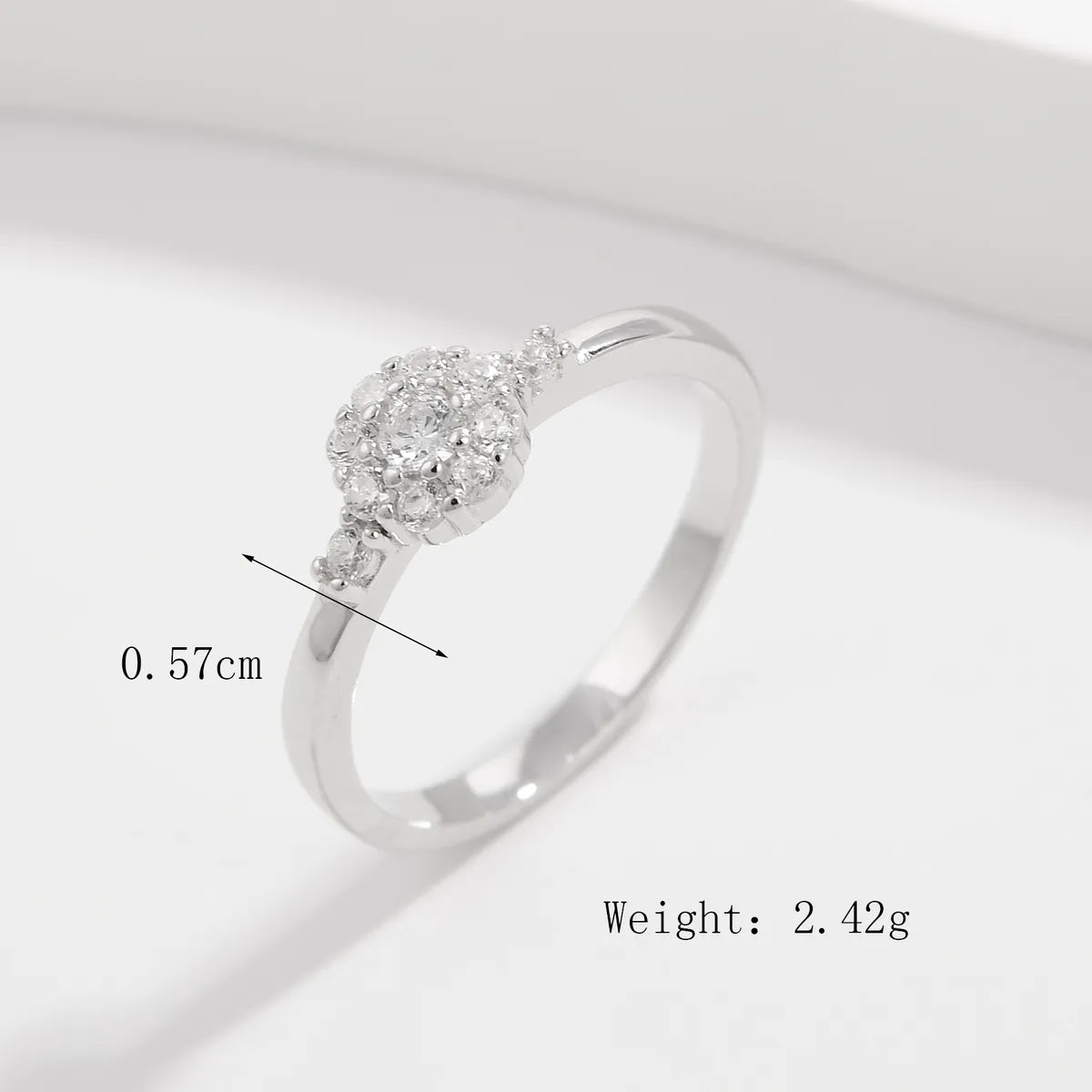 Sterling Silver White Gold Plated Elegant Romantic Plating Inlay Solid Color Zircon Rings