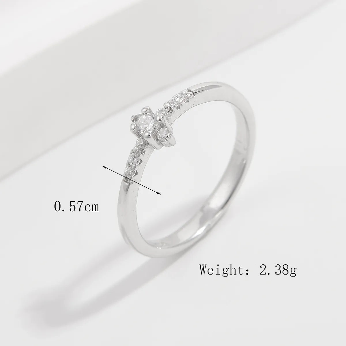 Sterling Silver White Gold Plated Elegant Romantic Plating Inlay Solid Color Zircon Rings