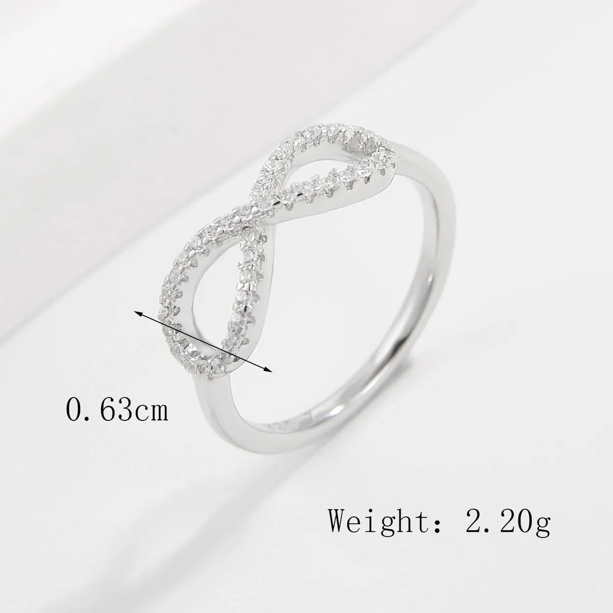 Sterling Silver White Gold Plated Elegant Shiny Inlay Infinity Zircon Rings