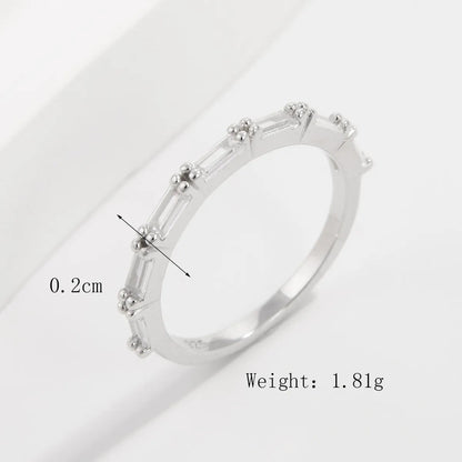 Sterling Silver White Gold Plated Elegant Solid Color Plating Inlay V Shape Infinity Zircon Rings