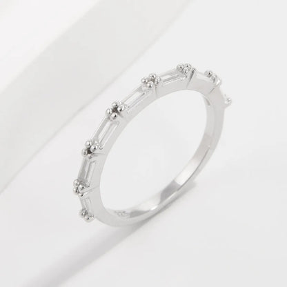 Sterling Silver White Gold Plated Elegant Solid Color Plating Inlay V Shape Infinity Zircon Rings