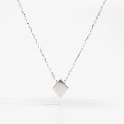 Sterling Silver White Gold Plated Elegant Solid Color Streetwear Plating Inlay Round Square Zircon Pendant Necklace