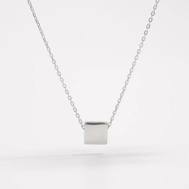 Sterling Silver White Gold Plated Elegant Solid Color Streetwear Plating Inlay Round Square Zircon Pendant Necklace