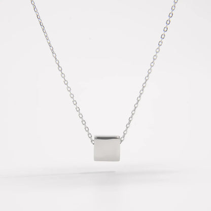 Sterling Silver White Gold Plated Elegant Solid Color Streetwear Plating Inlay Round Square Zircon Pendant Necklace