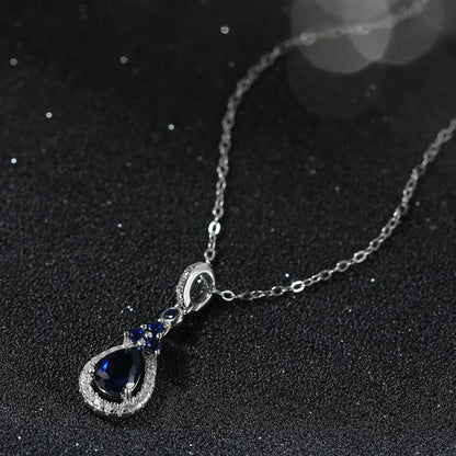 Sterling Silver White Gold Plated Glam Luxurious Shiny Water Droplets Handmade Polishing Inlay Zircon Pendant Necklace