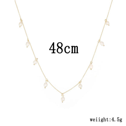 Sterling Silver White Gold Plated Gold Plated Casual Simple Style Pearl Round Pendant Necklace