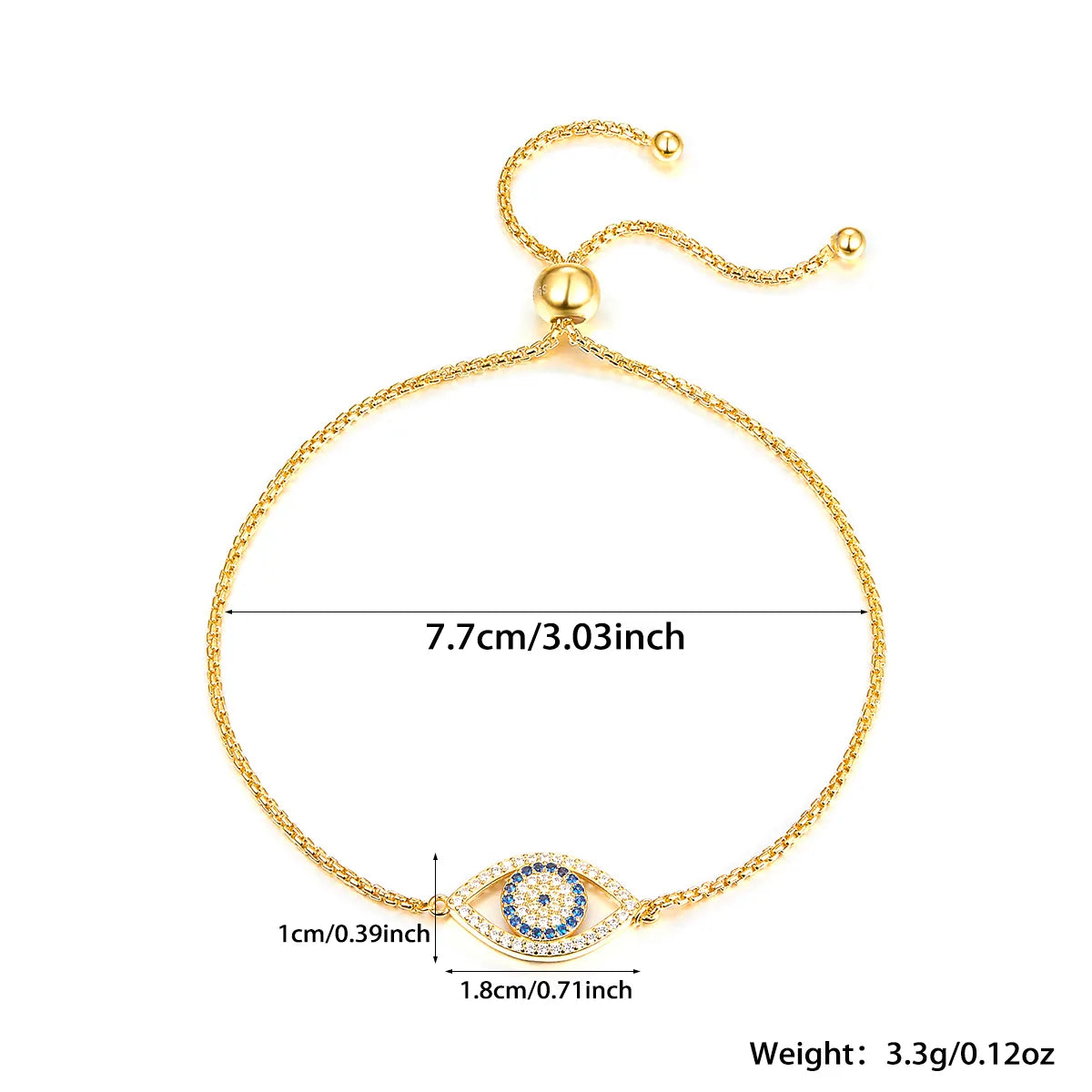 Sterling Silver White Gold Plated Gold Plated Classic Style Inlay Devil'S Eye Eye Zircon Bracelets