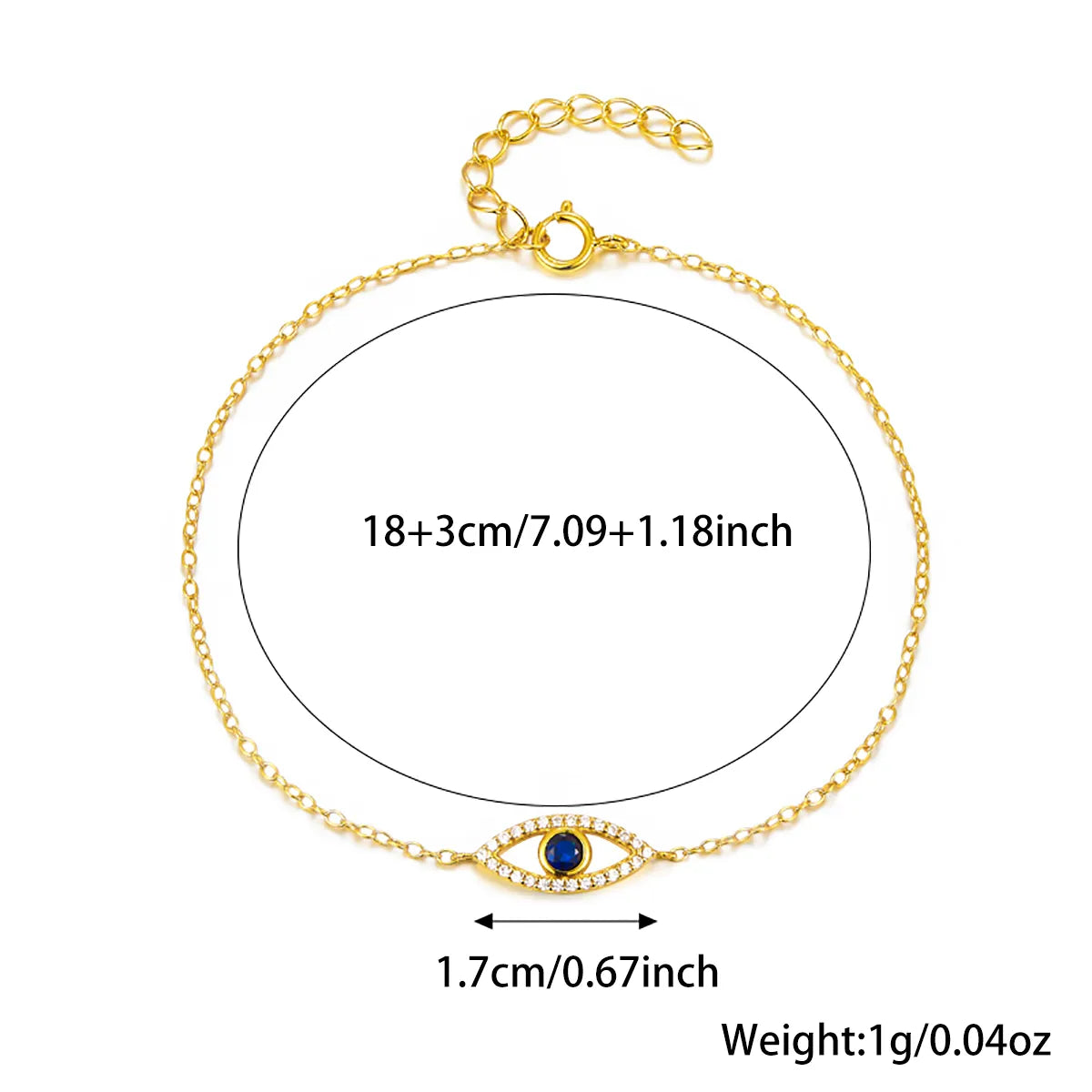 Sterling Silver White Gold Plated Gold Plated Classic Style Inlay Devil'S Eye Eye Zircon Bracelets