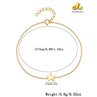 Sterling Silver White Gold Plated Gold Plated Star Bracelets Necklace Jewelry Set