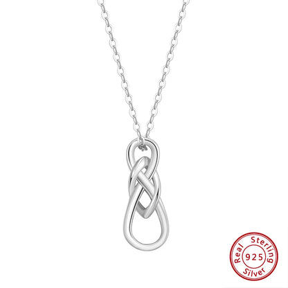 Sterling Silver White Gold Plated Handmade Polishing Knot Pendant Necklace