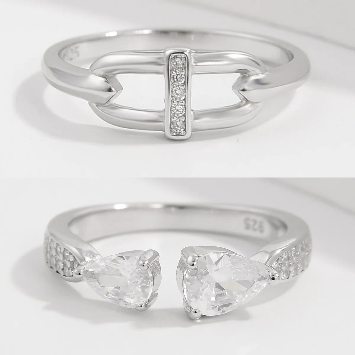 Sterling Silver White Gold Plated IG Style Basic Modern Style Plating Inlay Solid Color Zircon Rings