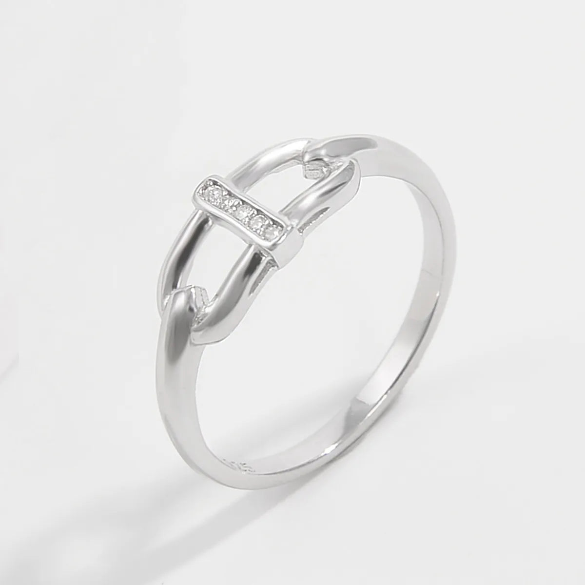 Sterling Silver White Gold Plated IG Style Basic Modern Style Plating Inlay Solid Color Zircon Rings