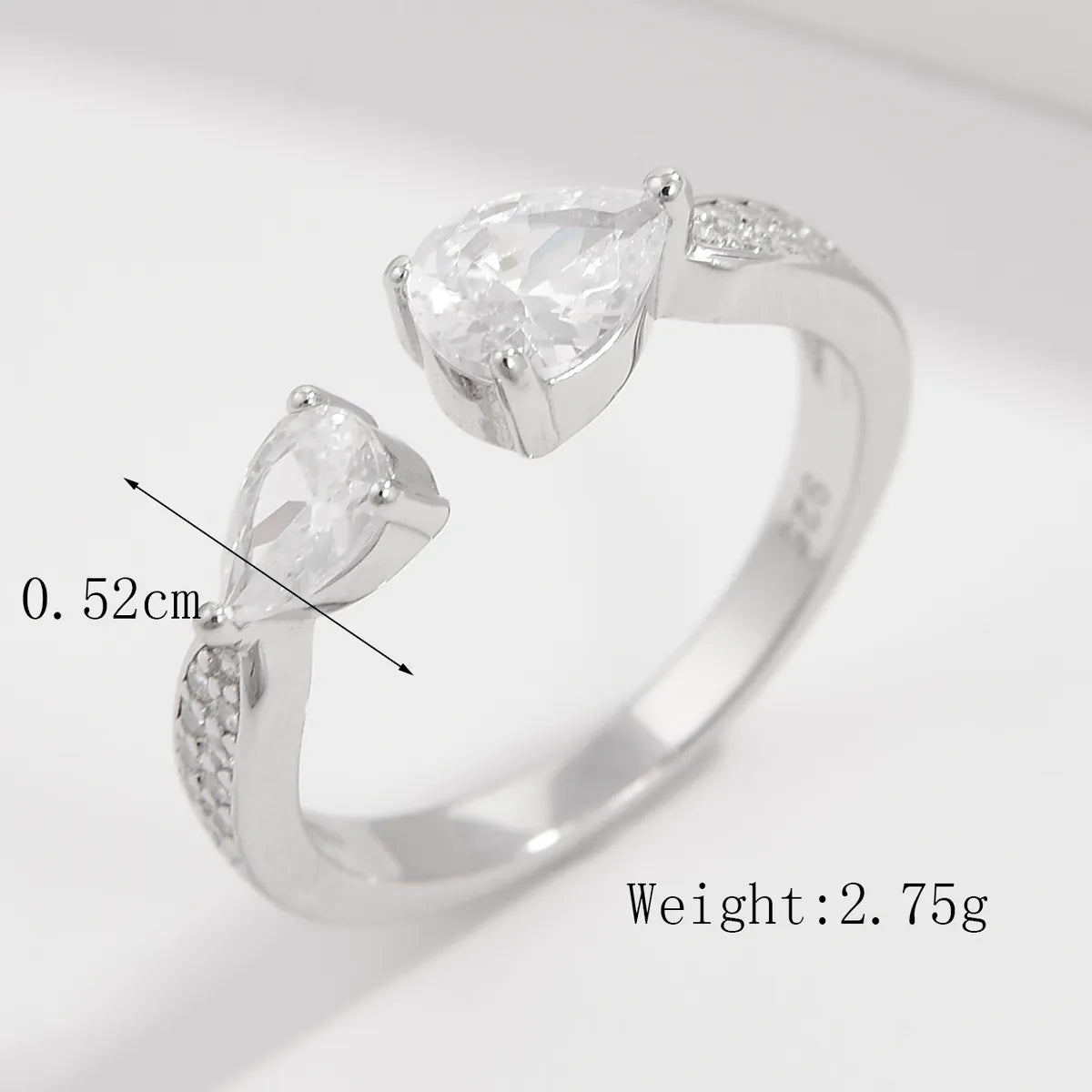 Sterling Silver White Gold Plated IG Style Basic Modern Style Plating Inlay Solid Color Zircon Rings