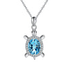 Sterling Silver White Gold Plated IG Style Cute Shiny Handmade Polishing Inlay Tortoise Crystal Zircon Pendant Necklace