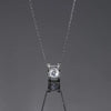 Sterling Silver White Gold Plated Inlay Square Zircon Necklace